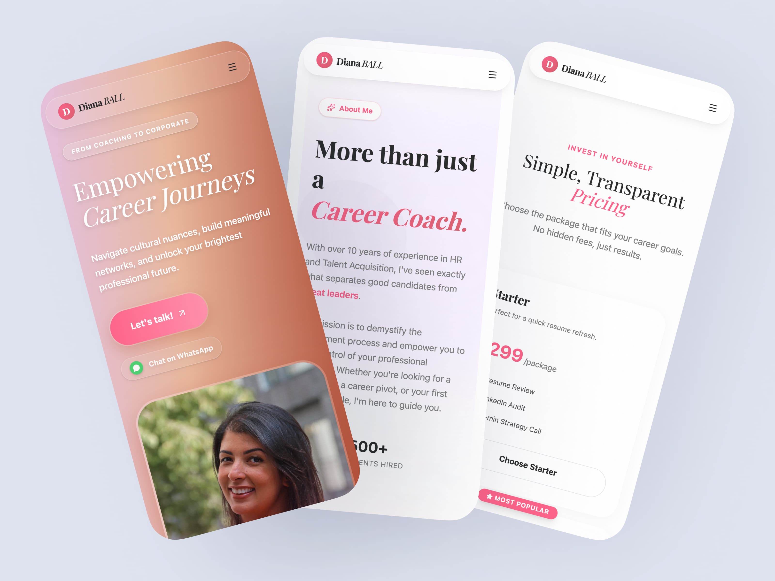 Diana landningssida resultat